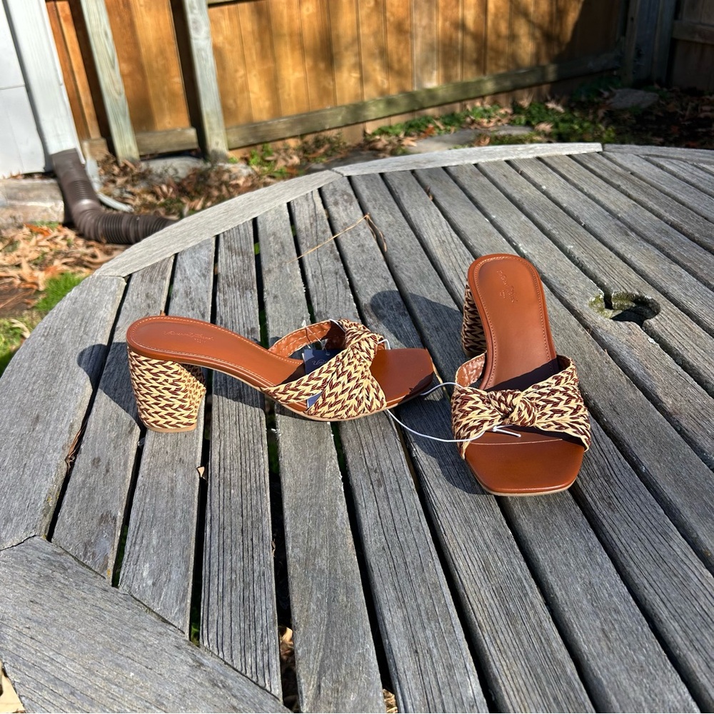 Nwt Women's Aaliyah Raffia Strappy Knot Sandal Heels - Universal Thread size 9